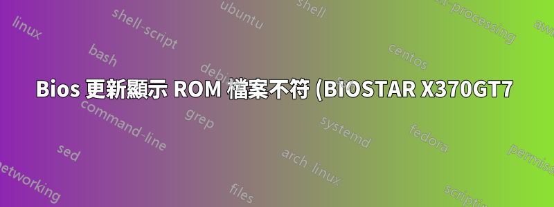 Bios 更新顯示 ROM 檔案不符 (BIOSTAR X370GT7)