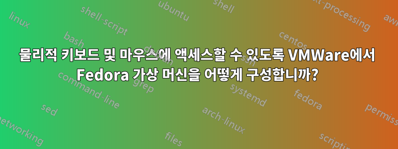 물리적 키보드 및 마우스에 액세스할 수 있도록 VMWare에서 Fedora 가상 머신을 어떻게 구성합니까?