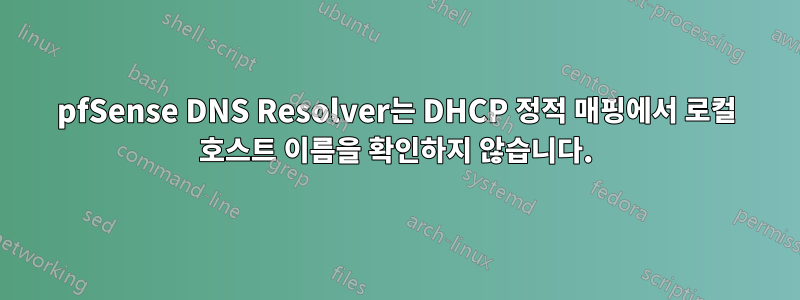 pfSense DNS Resolver는 DHCP 정적 매핑에서 로컬 호스트 이름을 확인하지 않습니다.