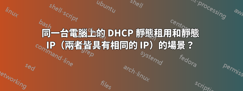 同一台電腦上的 DHCP 靜態租用和靜態 IP（兩者皆具有相同的 IP）的場景？