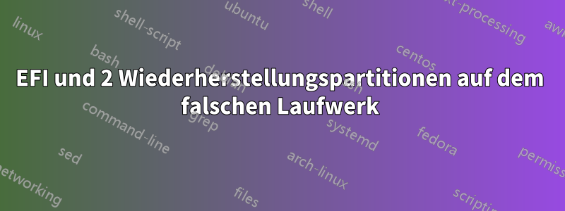 EFI und 2 Wiederherstellungspartitionen auf dem falschen Laufwerk