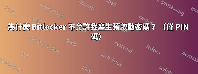 為什麼 Bitlocker 不允許我產生預啟動密碼？ （僅 PIN 碼）