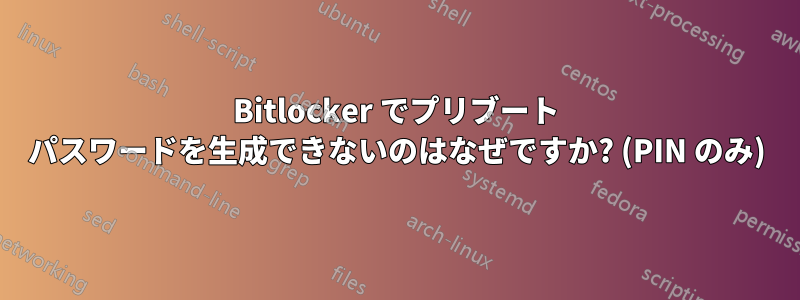 Bitlocker でプリブート パスワードを生成できないのはなぜですか? (PIN のみ)