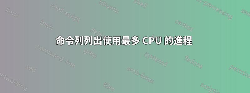 命令列列出使用最多 CPU 的進程