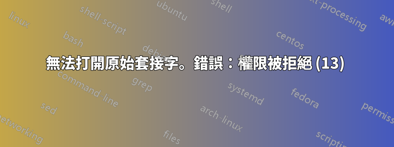 無法打開原始套接字。錯誤：權限被拒絕 (13)