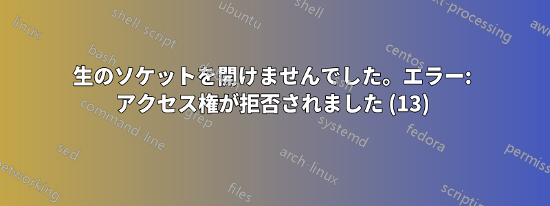 生のソケットを開けませんでした。エラー: アクセス権が拒否されました (13)