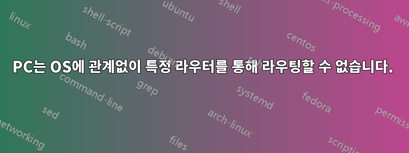 PC는 OS에 관계없이 특정 라우터를 통해 라우팅할 수 없습니다.