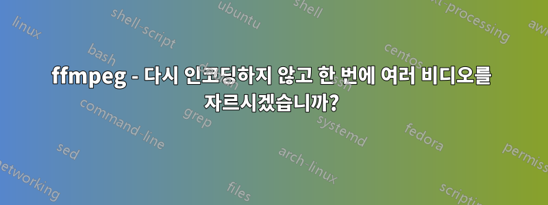 ffmpeg - 다시 인코딩하지 않고 한 번에 여러 비디오를 자르시겠습니까?