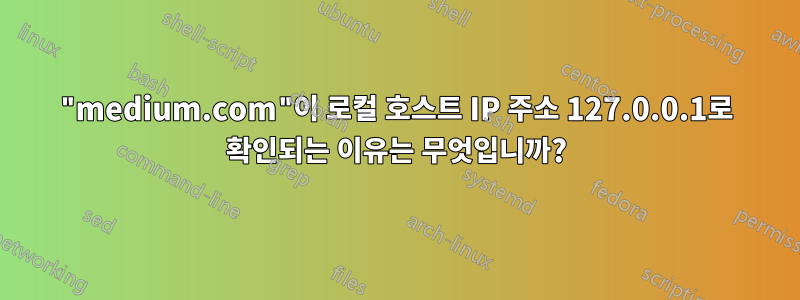 "medium.com"이 로컬 호스트 IP 주소 127.0.0.1로 확인되는 이유는 무엇입니까?