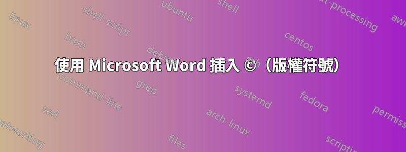 使用 Microsoft Word 插入 ©（版權符號）