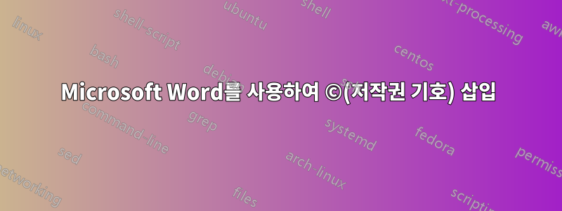 Microsoft Word를 사용하여 ©(저작권 기호) 삽입