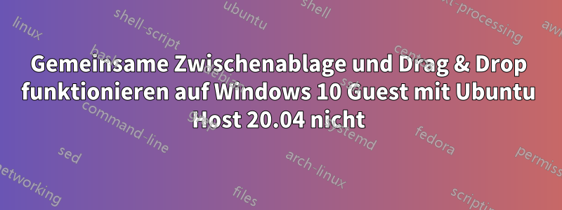 Gemeinsame Zwischenablage und Drag & Drop funktionieren auf Windows 10 Guest mit Ubuntu Host 20.04 nicht