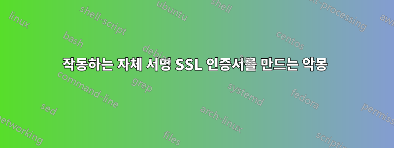 작동하는 자체 서명 SSL 인증서를 만드는 악몽