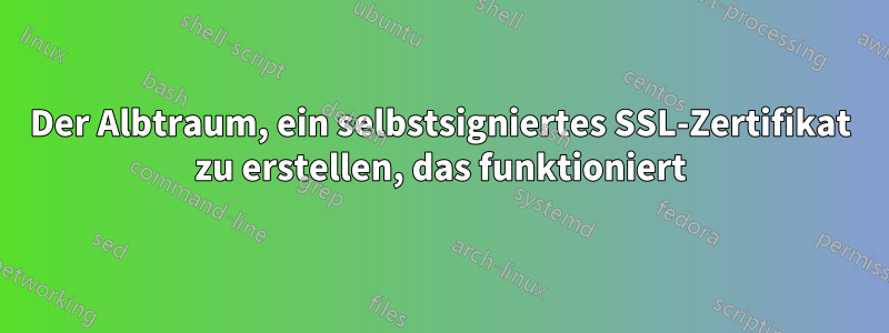 Der Albtraum, ein selbstsigniertes SSL-Zertifikat zu erstellen, das funktioniert