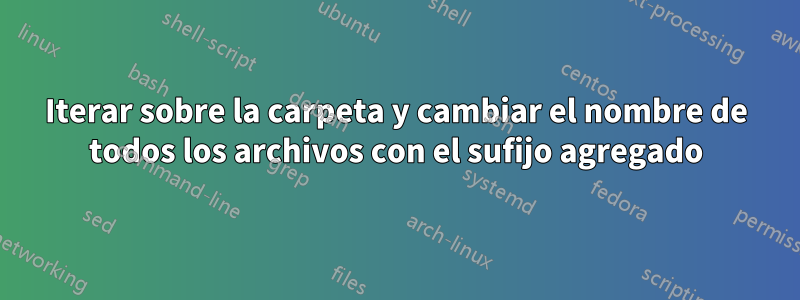 Iterar sobre la carpeta y cambiar el nombre de todos los archivos con el sufijo agregado