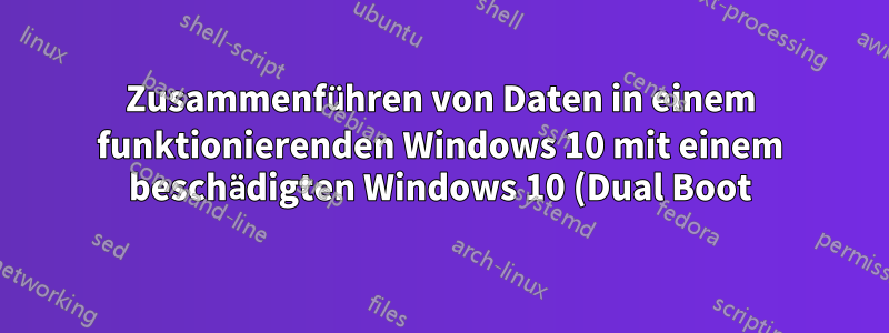 Zusammenführen von Daten in einem funktionierenden Windows 10 mit einem beschädigten Windows 10 (Dual Boot)