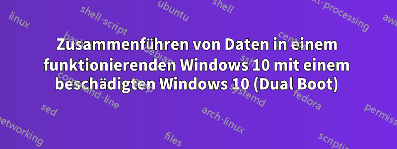 Zusammenführen von Daten in einem funktionierenden Windows 10 mit einem beschädigten Windows 10 (Dual Boot)