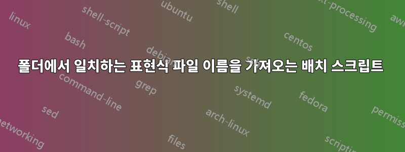 폴더에서 일치하는 표현식 파일 이름을 가져오는 배치 스크립트