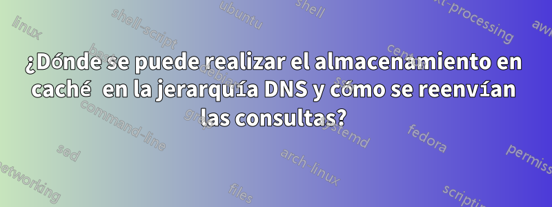 ¿Dónde se puede realizar el almacenamiento en caché en la jerarquía DNS y cómo se reenvían las consultas?