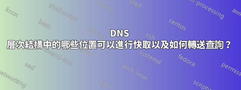 DNS 層次結構中的哪些位置可以進行快取以及如何轉送查詢？