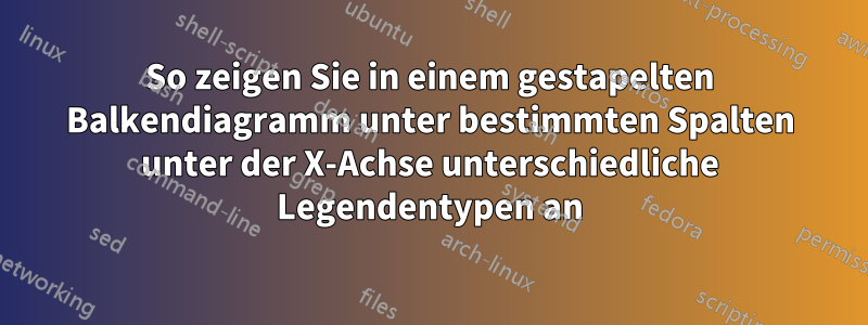 So zeigen Sie in einem gestapelten Balkendiagramm unter bestimmten Spalten unter der X-Achse unterschiedliche Legendentypen an