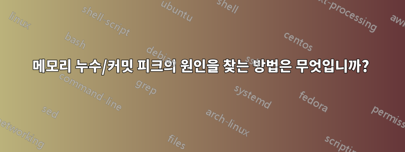 메모리 누수/커밋 피크의 원인을 찾는 방법은 무엇입니까?