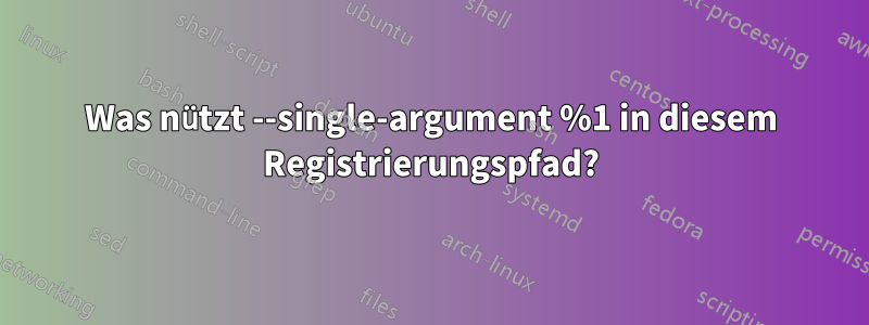 Was nützt --single-argument %1 in diesem Registrierungspfad?