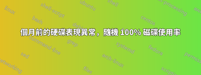 1 個月前的硬碟表現異常，隨機 100% 磁碟使用率