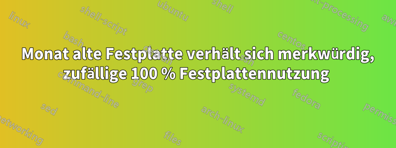 1 Monat alte Festplatte verhält sich merkwürdig, zufällige 100 % Festplattennutzung