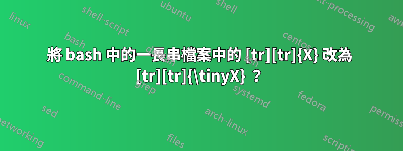 將 bash 中的一長串檔案中的 [tr][tr]{X} 改為 [tr][tr]{\tinyX} ？