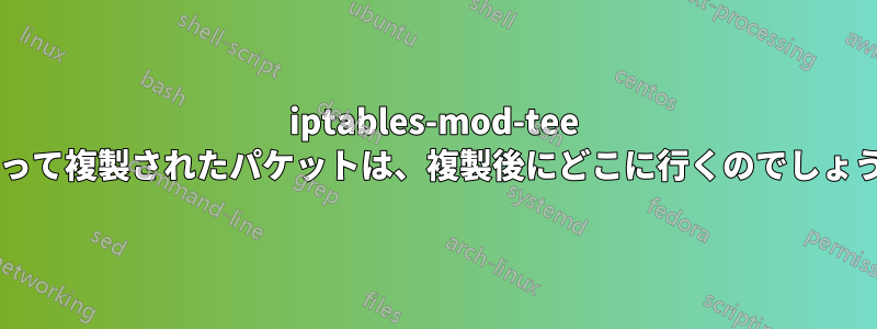 iptables-mod-tee によって複製されたパケットは、複製後にどこに行くのでしょうか?