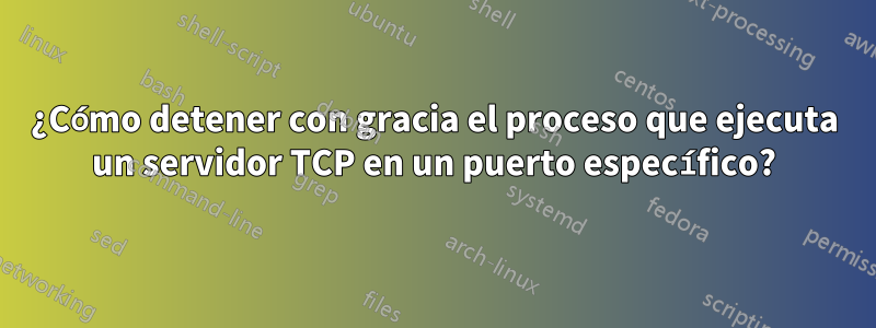 ¿Cómo detener con gracia el proceso que ejecuta un servidor TCP en un puerto específico?