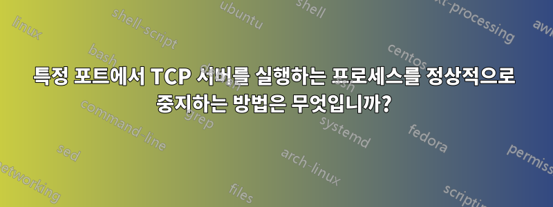 특정 포트에서 TCP 서버를 실행하는 프로세스를 정상적으로 중지하는 방법은 무엇입니까?