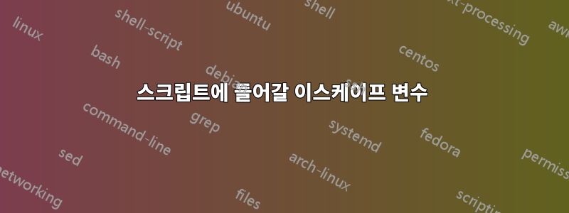 스크립트에 들어갈 이스케이프 변수