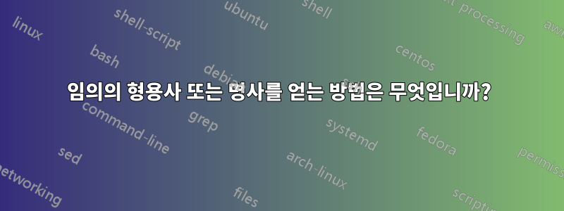 임의의 형용사 또는 명사를 얻는 방법은 무엇입니까?