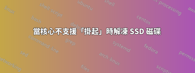 當核心不支援「掛起」時解凍 SSD 磁碟