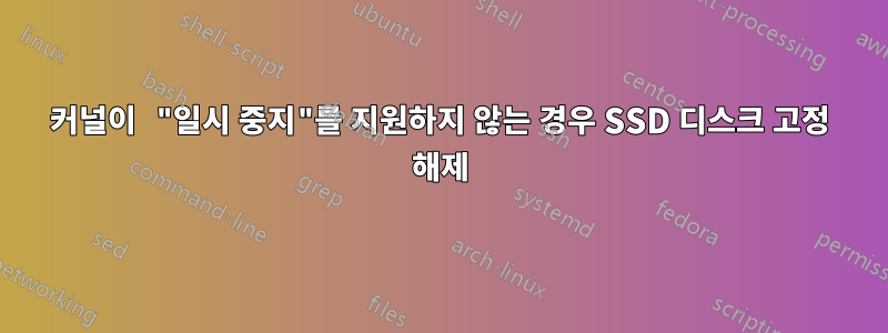 커널이 "일시 중지"를 지원하지 않는 경우 SSD 디스크 고정 해제