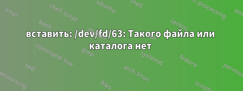 вставить: /dev/fd/63: Такого файла или каталога нет