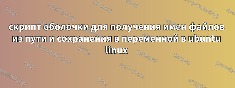 скрипт оболочки для получения имен файлов из пути и сохранения в переменной в ubuntu linux