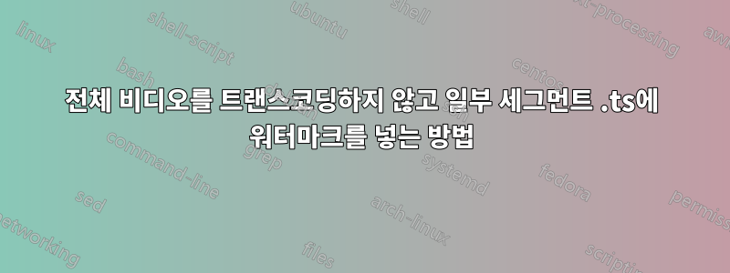 전체 비디오를 트랜스코딩하지 않고 일부 세그먼트 .ts에 워터마크를 넣는 방법