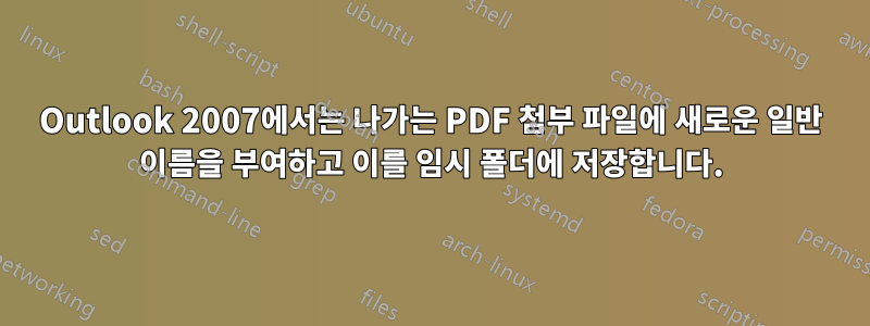 Outlook 2007에서는 나가는 PDF 첨부 파일에 새로운 일반 이름을 부여하고 이를 임시 폴더에 저장합니다.