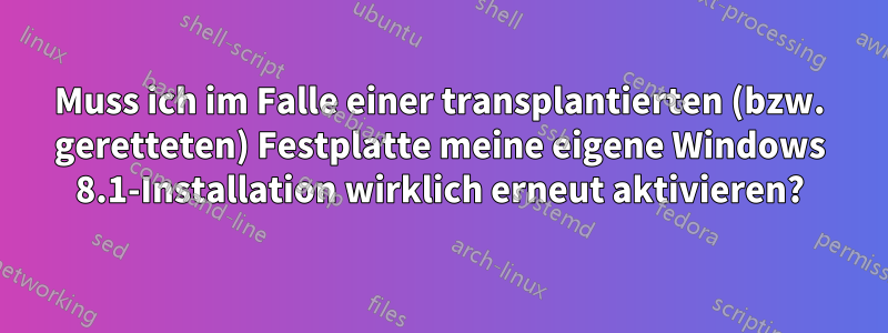 Muss ich im Falle einer transplantierten (bzw. geretteten) Festplatte meine eigene Windows 8.1-Installation wirklich erneut aktivieren?