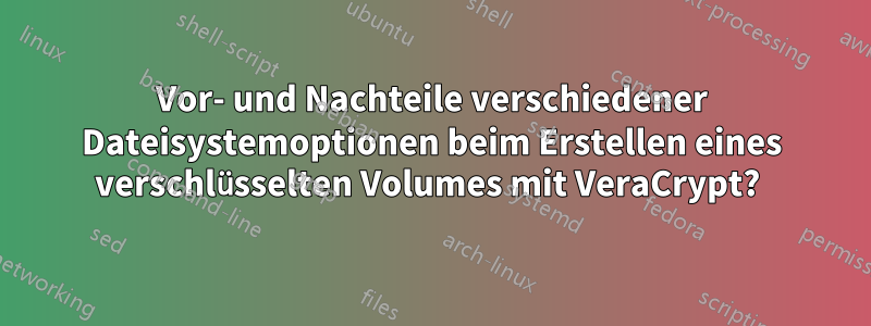 Vor- und Nachteile verschiedener Dateisystemoptionen beim Erstellen eines verschlüsselten Volumes mit VeraCrypt? 