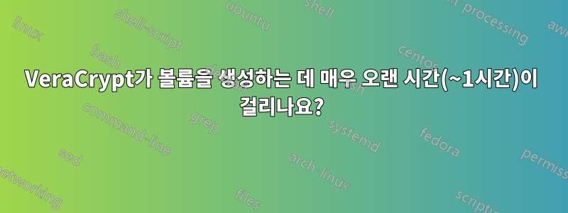 VeraCrypt가 볼륨을 생성하는 데 매우 오랜 시간(~1시간)이 걸리나요?