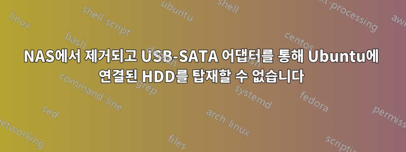 NAS에서 제거되고 USB-SATA 어댑터를 통해 Ubuntu에 연결된 HDD를 탑재할 수 없습니다