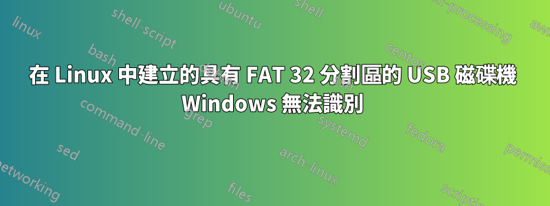 在 Linux 中建立的具有 FAT 32 分割區的 USB 磁碟機 Windows 無法識別