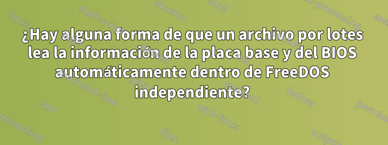 ¿Hay alguna forma de que un archivo por lotes lea la información de la placa base y del BIOS automáticamente dentro de FreeDOS independiente?