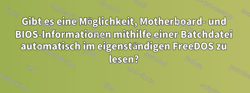 Gibt es eine Möglichkeit, Motherboard- und BIOS-Informationen mithilfe einer Batchdatei automatisch im eigenständigen FreeDOS zu lesen?