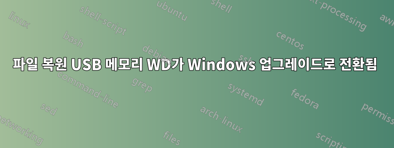 파일 복원 USB 메모리 WD가 Windows 업그레이드로 전환됨