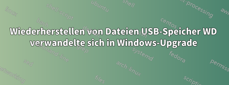 Wiederherstellen von Dateien USB-Speicher WD verwandelte sich in Windows-Upgrade